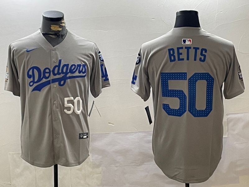 Men Los Angeles Dodgers #50 Betts Grey Game 2024 Nike MLB Jersey style 11209->los angeles dodgers->MLB Jersey